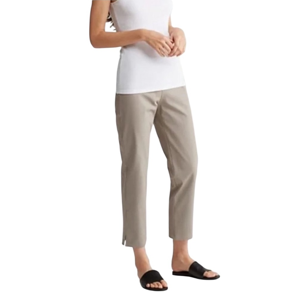 Eileen Fisher Organic Cotton Slim Stretch Ankle Pant in Reed, Sz S